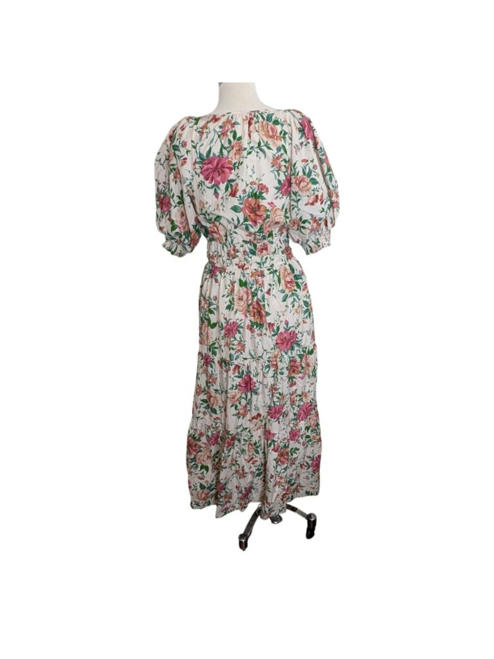 Anthropologie Somerset Floral Maxi Dress Puff-Sleeve Edition White Pink Sz S - Picture 16 of 16